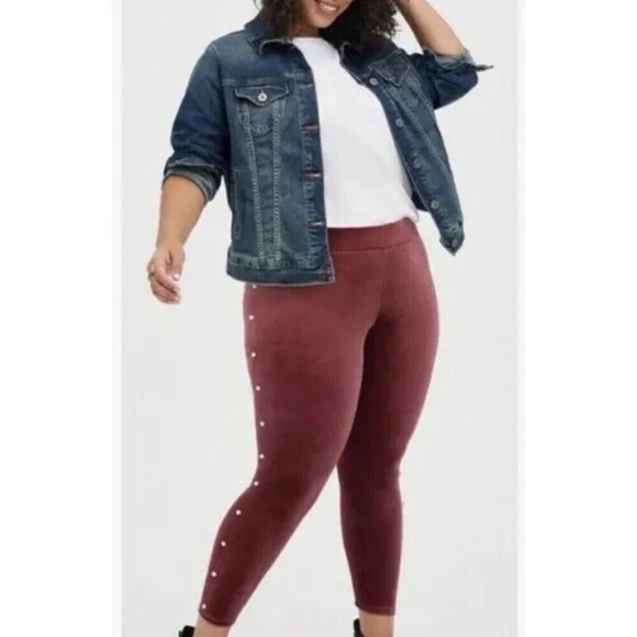 Torrid Platinum Velvet Leggings Pearl Accents Soft Size 2 Womens Athletic Used - Picture 1 of 13